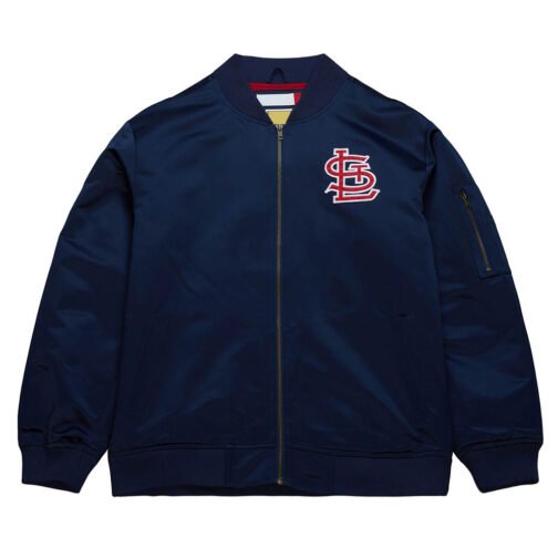 St. Louis Cardinals Vintage Logo Navy Lightweight Satin Jacket