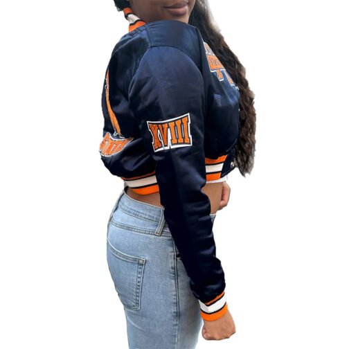 Women’s Blue Cropped Virginia State University Jacket - Image 5