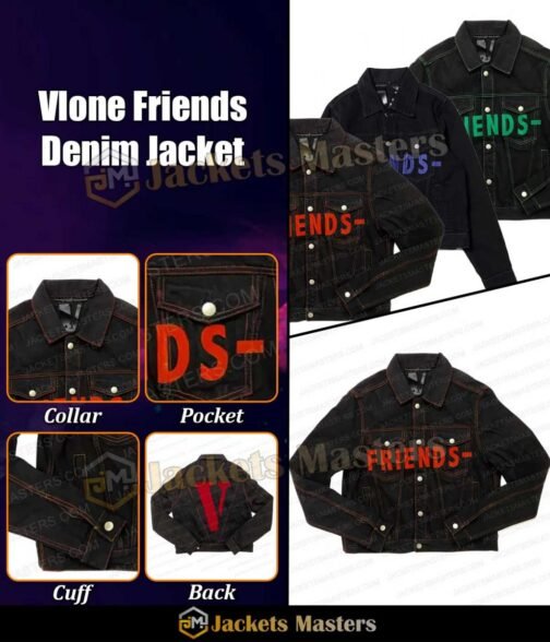 Black Vlone Friends Denim Jacket - Image 19
