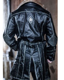 Men’s Warlock Leather Coat with Fur Collar