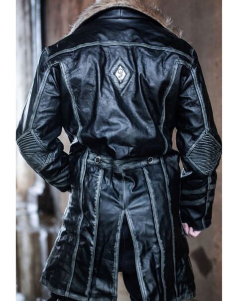Men’s Warlock Leather Coat with Fur Collar - Image 2