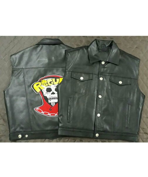 Rogues The Warriors Black Leather Vest - Image 8