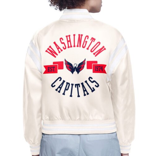 Washington Capitals Printed Logo Varsity Satin Jacket - Image 4