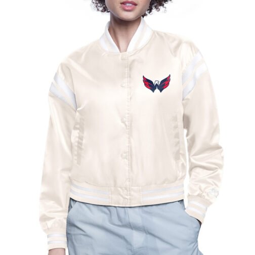 Washington Capitals Printed Logo Varsity Satin Jacket - Image 2
