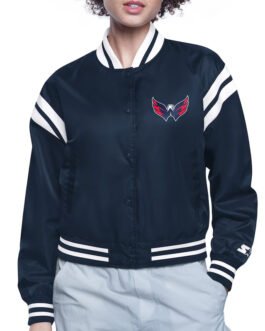 Washington Capitals Printed Logo Varsity Satin Jacket