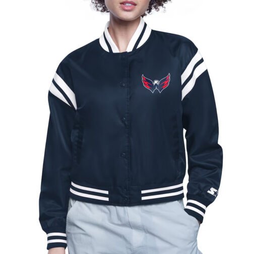 Washington Capitals Printed Logo Varsity Satin Jacket