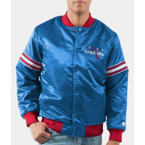 Washington Capitals Draft Pick Royal Blue Satin Jacket - Image 2