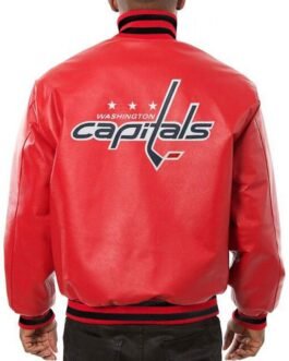 Washington Capitals Bomber Red Leather Jacket