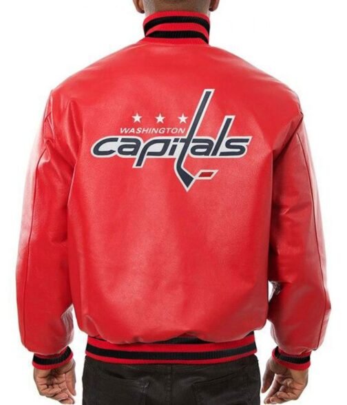 Washington Capitals Bomber Red Leather Jacket - Image 2