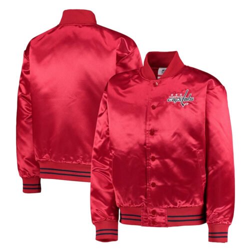 Washington Capitals Youth Gifted Goalie Red Satin Jacket - Image 3