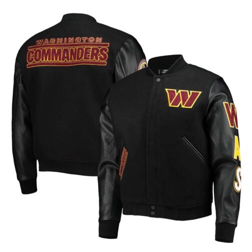Washington Commanders Black Letterman Jacket - Image 3