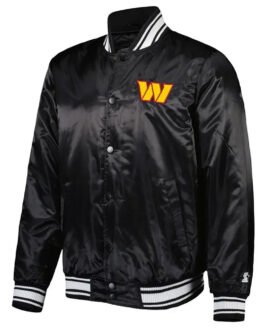 Locker Room Washington Commanders Black Satin Jacket