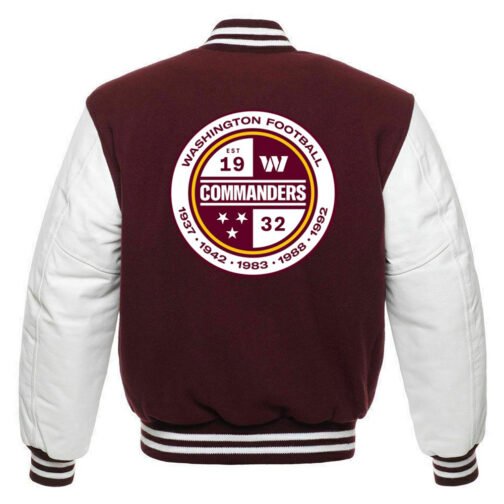 Washington Commanders Letterman Maroon and White Jacket - Image 2