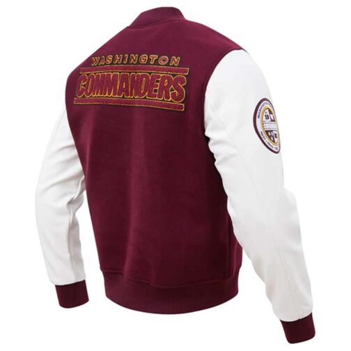 Washington Commanders Burgundy and White Letterman Jacket - Image 6