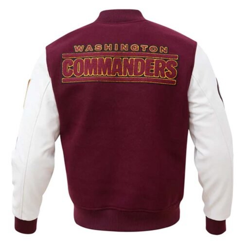 Washington Commanders Burgundy and White Letterman Jacket - Image 2