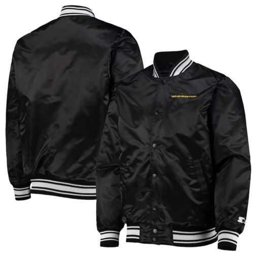 Washington Commanders Locker Room Black Satin Jacket - Image 4