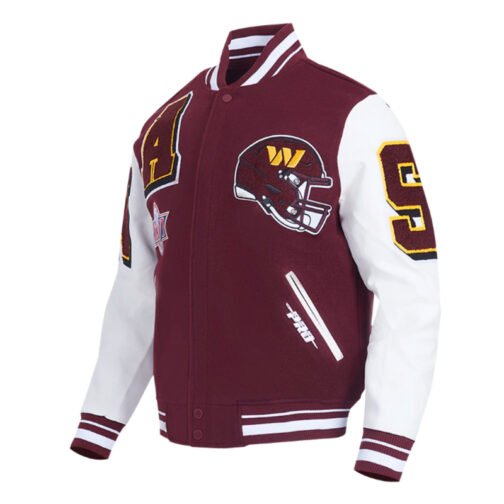 Washington Commanders Mashup Rib Varsity Wool/Leather Jacket - Image 3