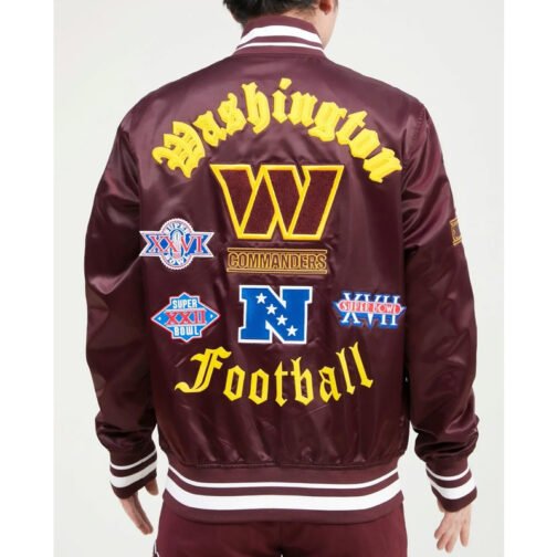 Washington Commanders Old English Classic Rib Satin Jacket - Image 2