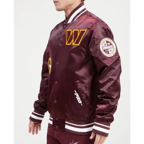 Washington Commanders Old English Classic Rib Satin Jacket - Image 4
