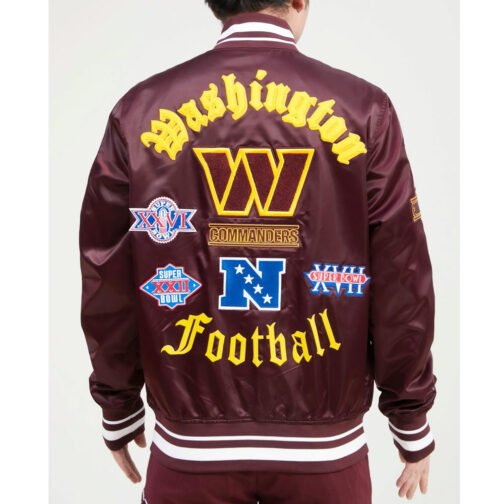 Washington Commanders Old English Maroon Satin Jacket - Image 2