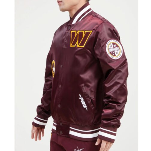 Washington Commanders Old English Maroon Satin Jacket - Image 3