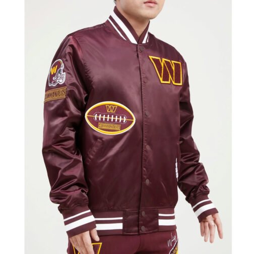 Washington Commanders Old English Maroon Satin Jacket - Image 4