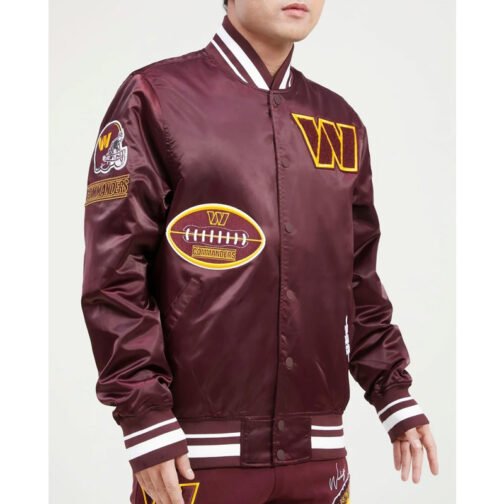 Washington Commanders Old English Classic Rib Satin Jacket - Image 3