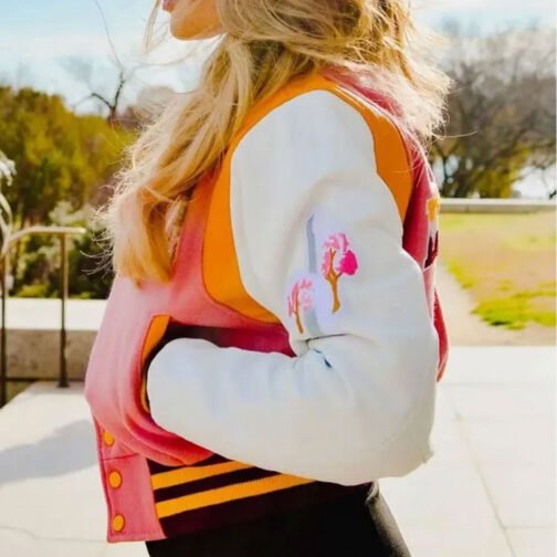 DC Proper Washington Commanders Pink Cropped Varsity Jacket - Image 9