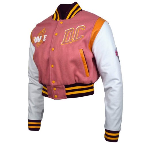 DC Proper Washington Commanders Pink Cropped Varsity Jacket - Image 3