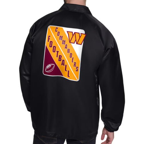 Washington Commanders Printed Logo Raglan Gray Coaches Jacket - Image 4