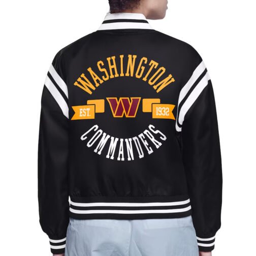Washington Commanders Printed Logo Varsity Satin Jacket - Image 3