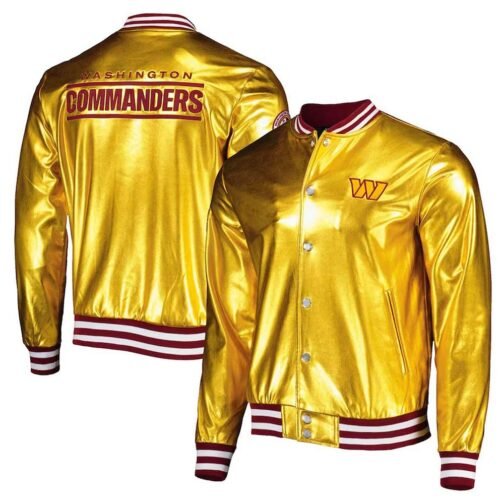Washington Commanders The Wild Collective Gold Metallic Jacket - Image 3