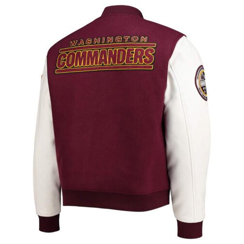 Washington Commanders Burgundy and White Letterman Jacket - Image 4