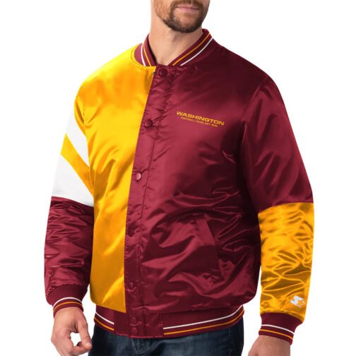 Washington Commanders Burgundy/Yellow Leader Satin Jacket - Image 4