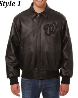 Washington Nationals Letterman Leather Bomber Jacket