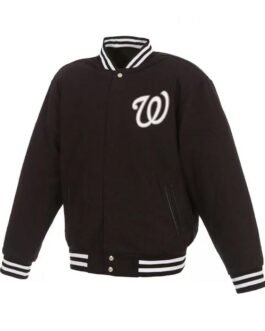 Washington Nationals Black Letterman Wool Jacket