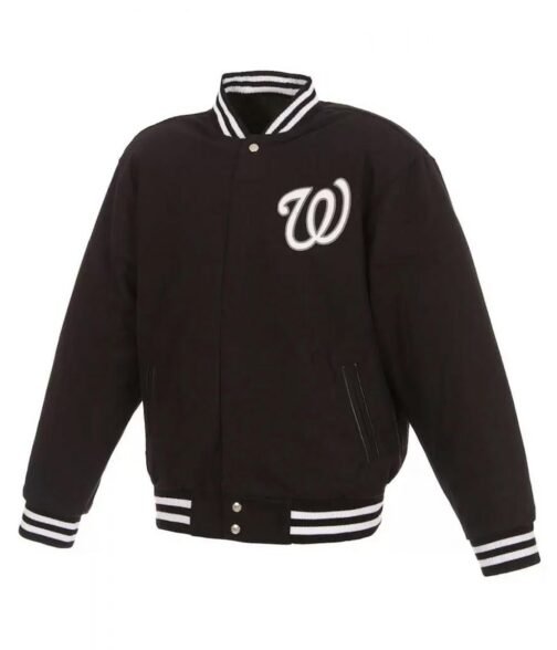 Washington Nationals Black Letterman Wool Jacket