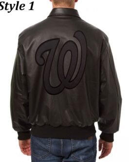 Washington Nationals Letterman Leather Bomber Jacket