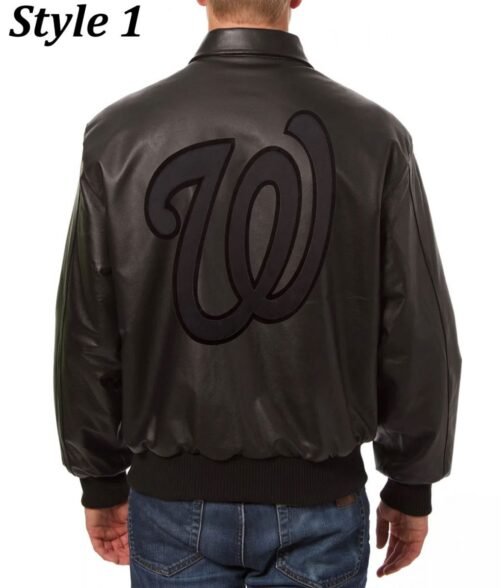 Washington Nationals Letterman Leather Bomber Jacket - Image 2