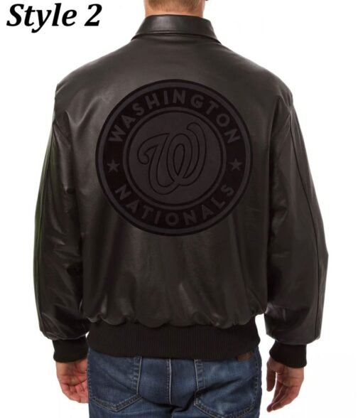 Washington Nationals Letterman Leather Bomber Jacket - Image 4