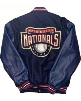 Washington Nationals Jeff Hamilton Navy Blue Letterman Jacket