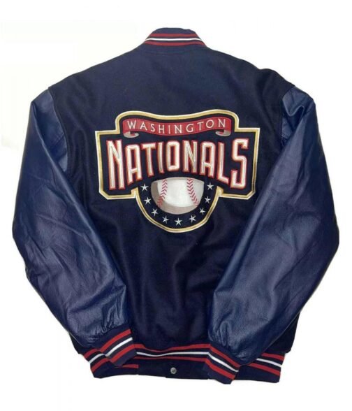 Washington Nationals Jeff Hamilton Navy Blue Letterman Jacket - Image 2