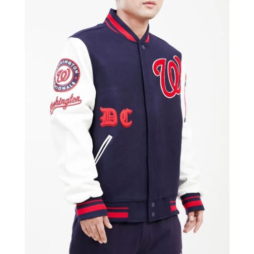 Old English Washington Nationals Varsity Jacket - Image 4