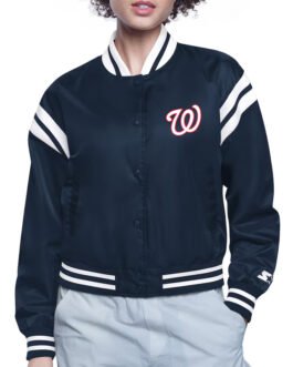 Washington Nationals Printed Logo Varsity Satin Jacket