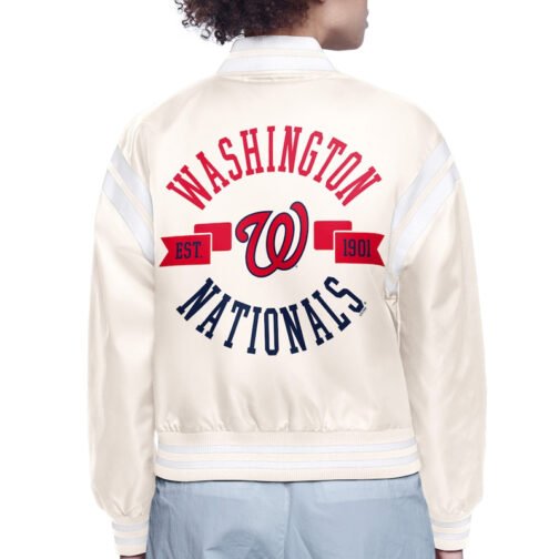 Washington Nationals Printed Logo Varsity Satin Jacket - Image 4