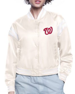 Washington Nationals Printed Logo Varsity Satin Jacket