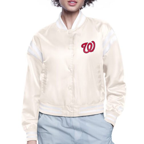 Washington Nationals Printed Logo Varsity Satin Jacket - Image 2
