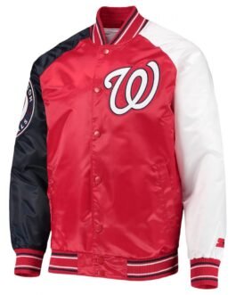 Washington Nationals Reliever Satin Red/Navy Jacket