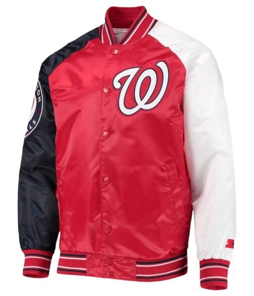 Washington Nationals Reliever Satin Red/Navy Jacket