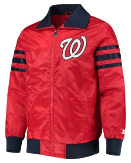 The Captain II Washington Nationals Varsity Red Satin Jacket
